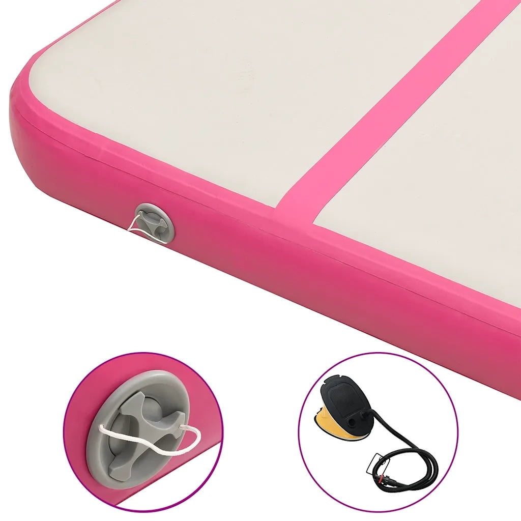 Tappetino Ginnastica Gonfiabile con Pompa 300x100x15cm PVC Rosa 92658