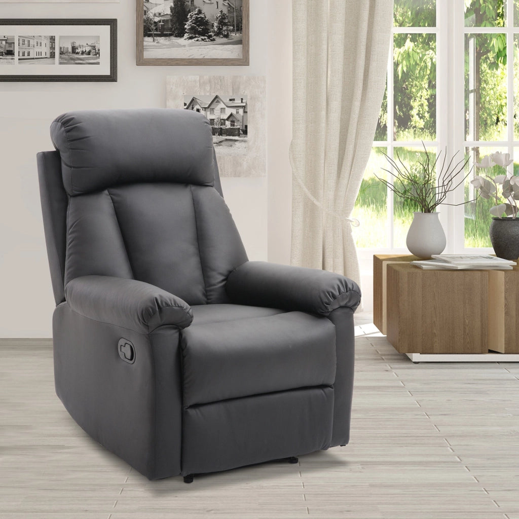 Poltrona Relax Classica in Similpelle Schienale Reclinabile e Poggiapiedi Nera