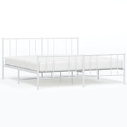 Letto matrimoniale | Letto per adulti | Giroletto con Testiera e Pediera Metallo Bianco 183x213 cm