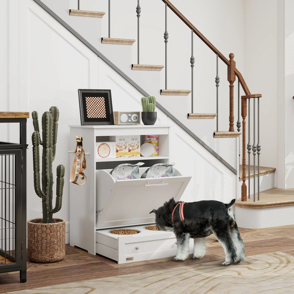 Armadio per animali domestici con ciotole e ganci ¨C zephmum ¨C MDF bianco