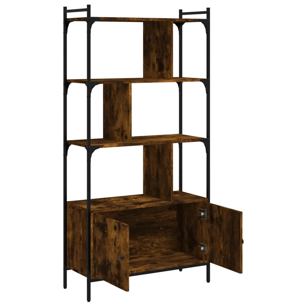 Libreria con Ante Rovere Fumo 76,5x30x154,5cm Legno Multistrato 833350