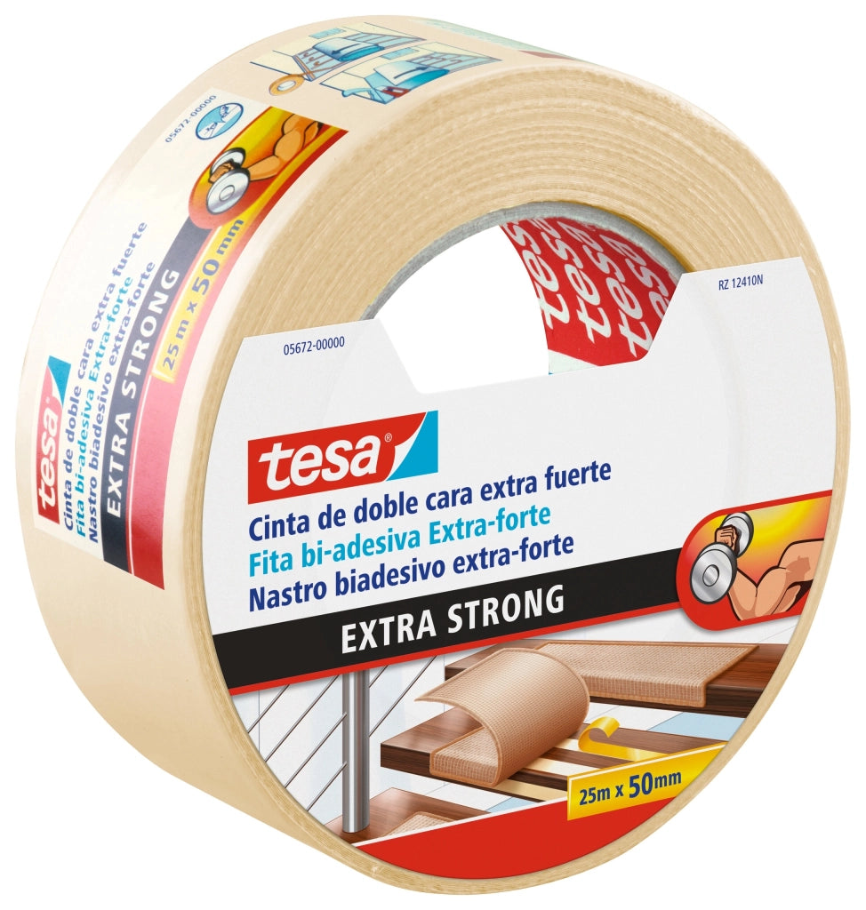 Tesa biadesivo per pavimenti extra forte moquette e pvc 25 m x 50 mm