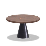 Artù Black - Tavolo da pranzo rotondo ⌀ 120 cm in legno laminato con base a cono in metallo, top legno scuro