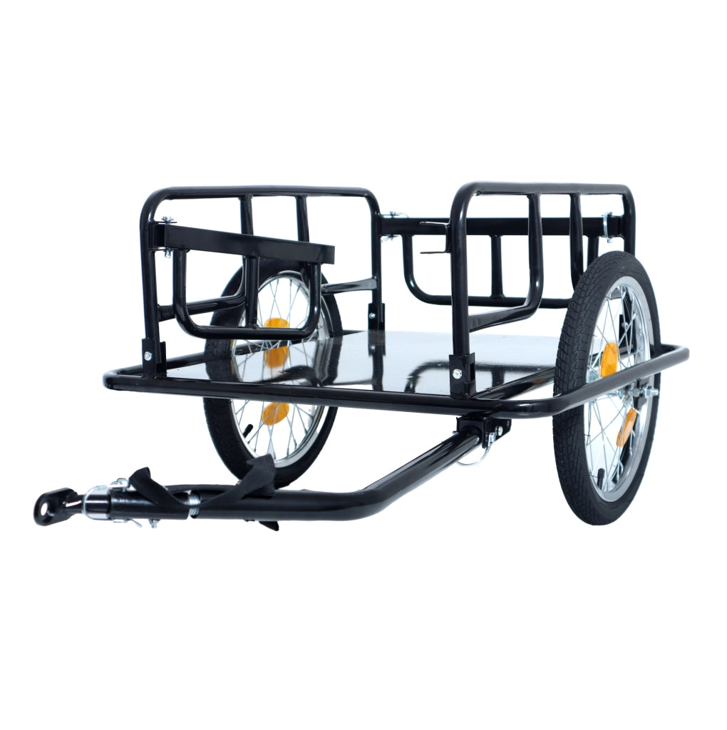 Rimorchio da bicicletta pieghevole per trasporto; 50 kg; ruote da 16"; nero