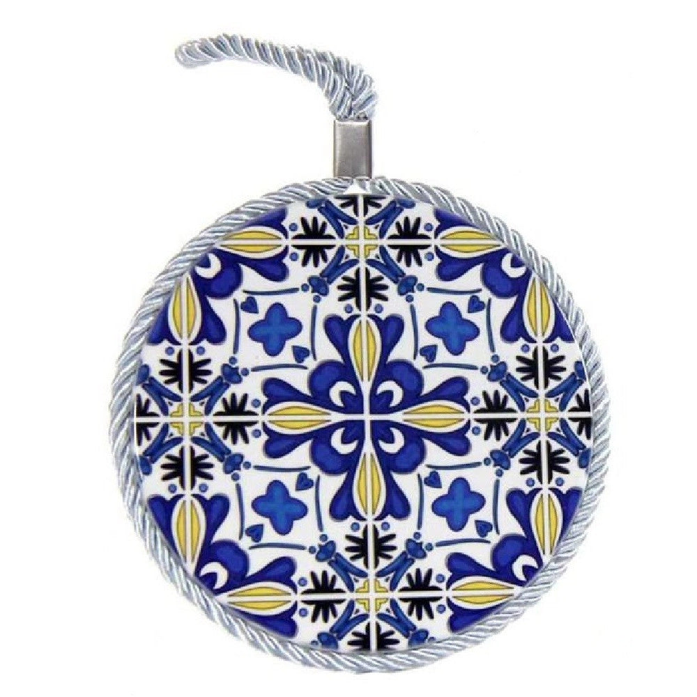Trade Shop - Quadro Quadretto Piastrella Ornamentale In Ceramica Tondo 11cm Decori Ass 730672 -