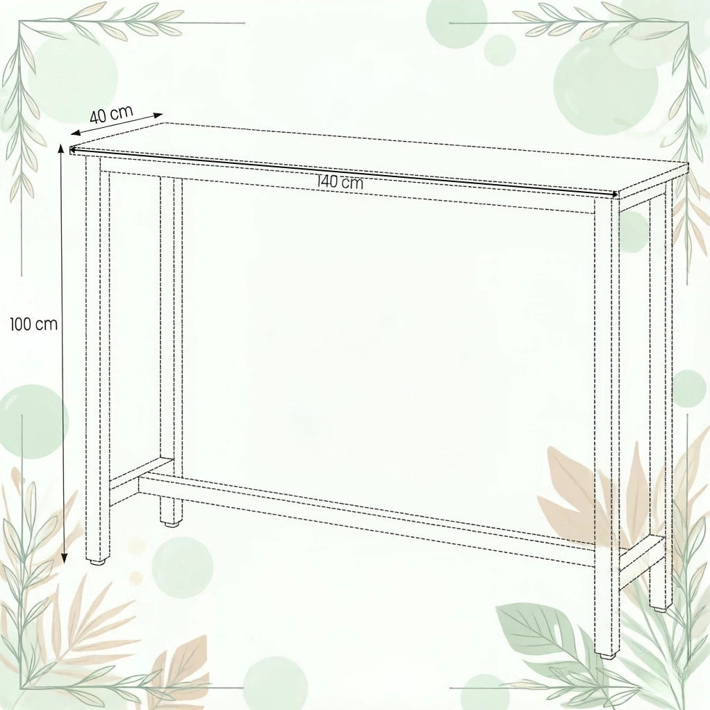 Tavolo bar bianco in MDF e metallo 140 x 100 x 40 cm