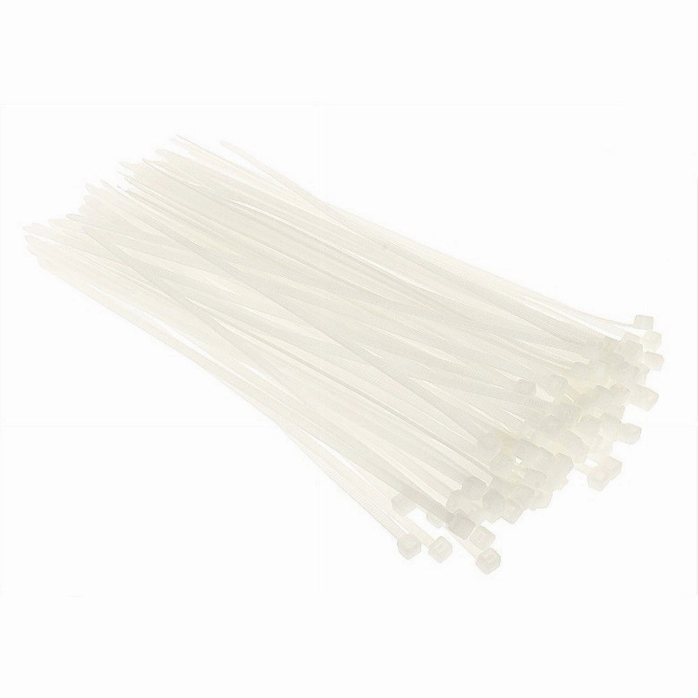 Trade Shop - Set 100 Pz Fascette Serracavo Autobloccanti In Nylon Bianco 3.6 X 200mm 36-200-b -