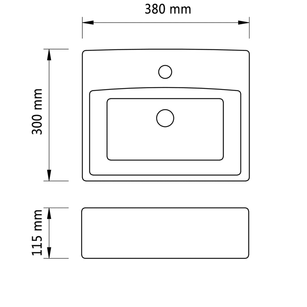 Lavandino-Lavello Bagno in Ceramica Nera Quadrato con Foro per Rubinetto