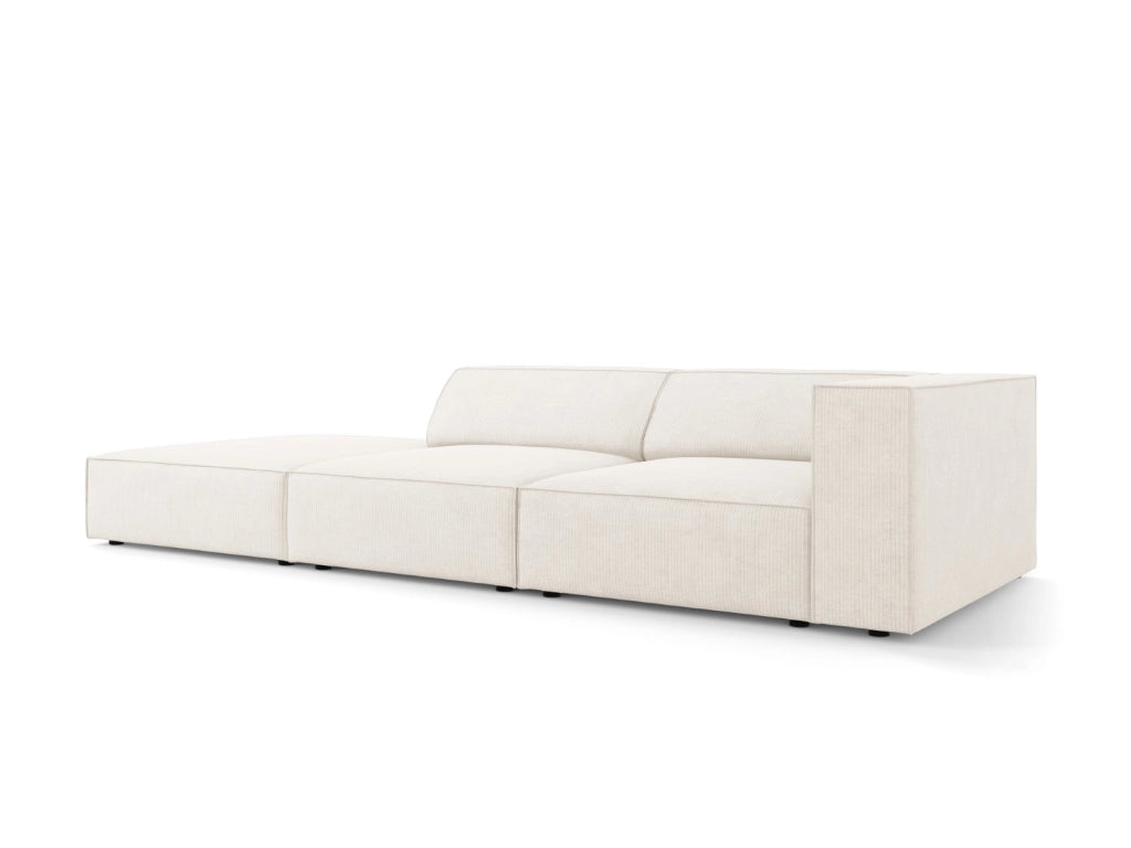 Cosmopolitan Design - Divano sinistro "Arendal" 4 posti in ciniglia con effetto a coste avorio 
