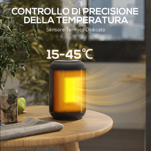 Riscaldatore Elettrico e Regolabile a 3 Modalità 14x14x21,5 cm con Timer 24h in PP e PA Ignifugo Nero