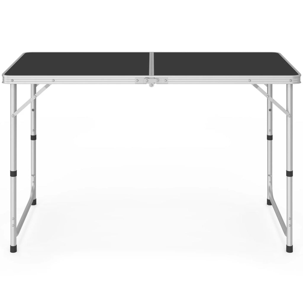 IDMarket - Tavolo da campeggio pieghevole regolabile in altezza da 120 cm e 4 sgabelli neri