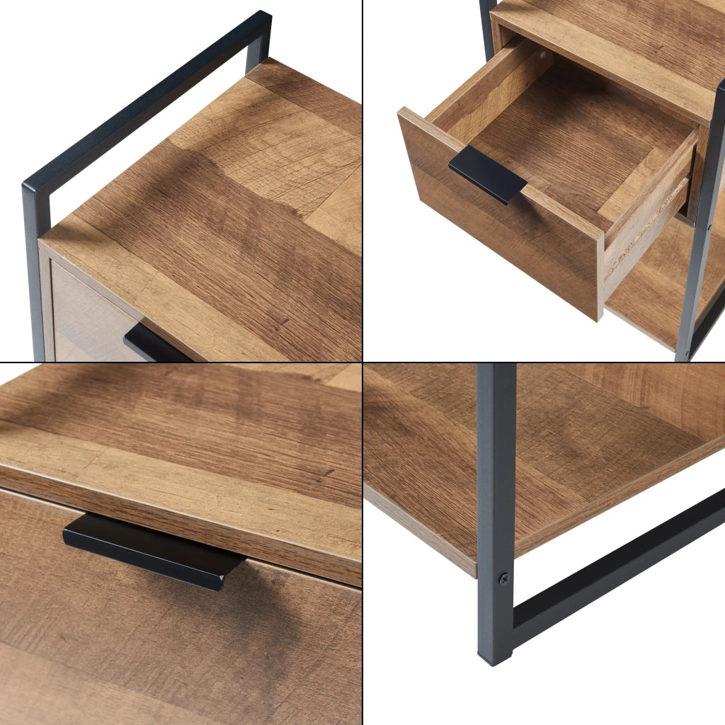 Tavolino laterale truciolare e metallo 62 x 33 x 32 cm effetto noce nero 03_0010931