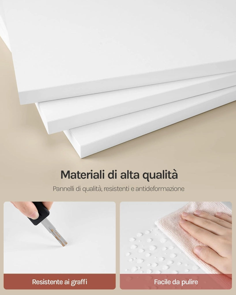 Libreria a 5 Ripiani, Scaffale Libreria da Terra Salvaspazio, Mobile Porta Libri in Legno Bianco Moderno, per Soggiorno, Camera da Letto, Studio, Ufficio, 60x24x144cm