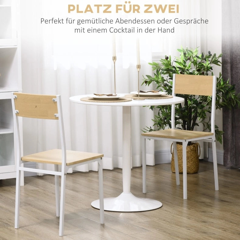 Tavolo rotondo bianco Ø80 cm in MDF con base in acciaio