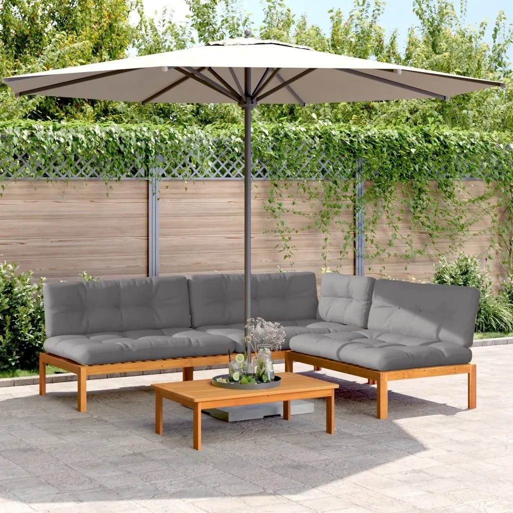 vidaXL Set Divani Pallet Giardino 4pz Cuscini Legno Massello Acacia