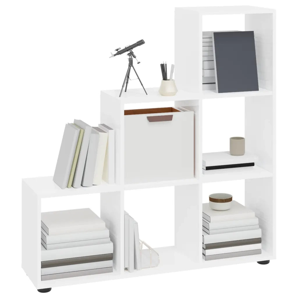 Libreria a Scala Bianco Lucido 107 cm in Legno Multistrato 342605