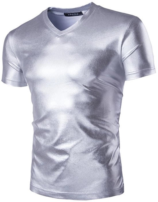 Maglietta uomo V-collare - Luccicante - Maniche corte - Maglione casual - Fit sottile - Tessuto confortevole