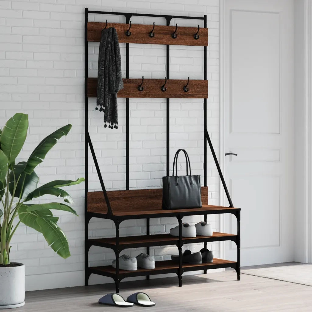 Appendiabiti con Porta Scarpe Rovere Marrone 100x40x184 cm CFW5171126