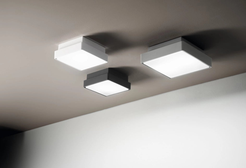 PICCA PLAFONIERA PER ESTERNI GRANDE BIANCO 30X30CM 2 LUCI ATTACCO E27