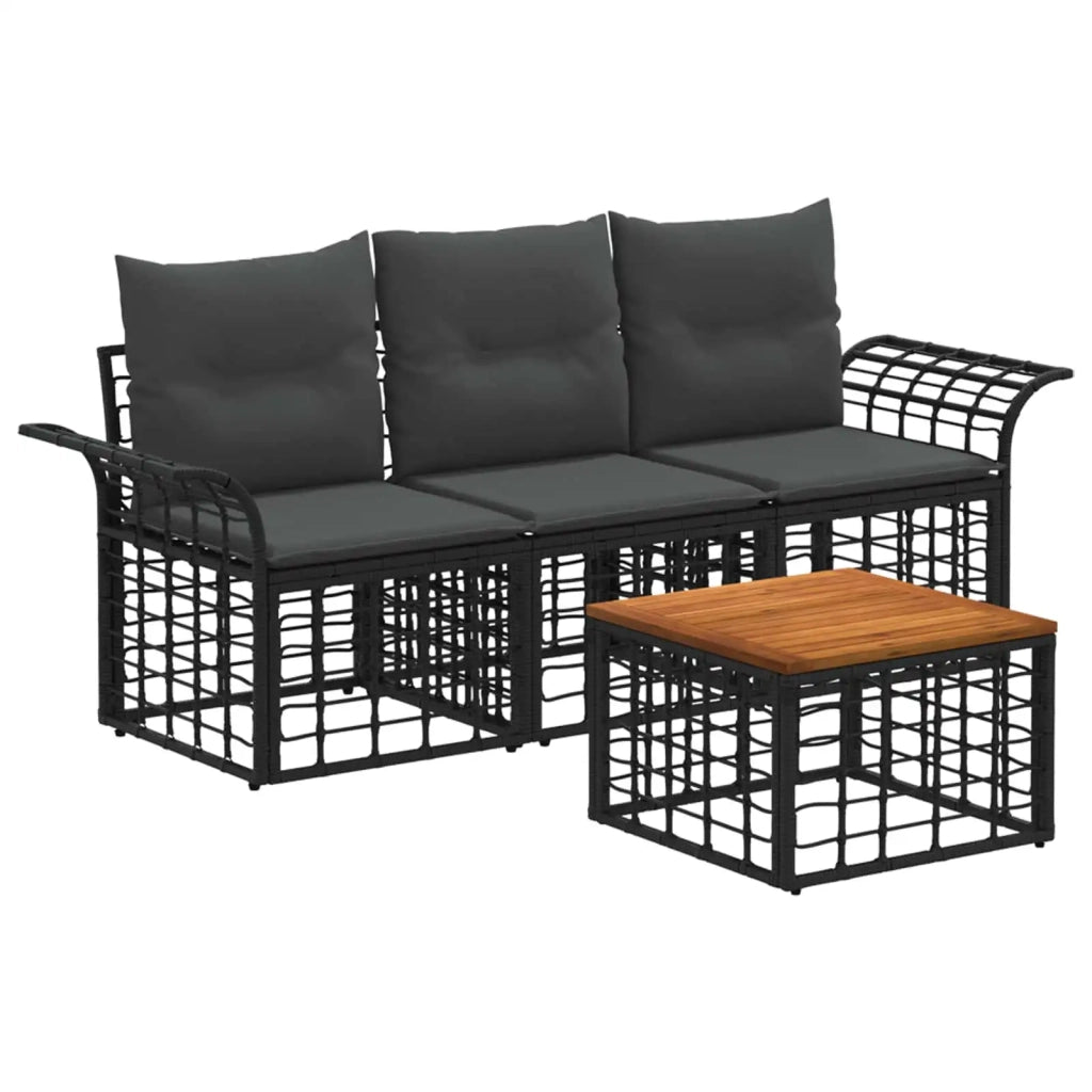 Set di divani da esterno 4 pcs Nero e Grigio scuro Poliestere 3437635