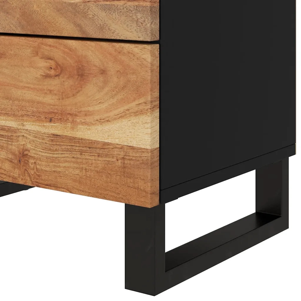 Comodino-Tavolino da notte 50x33x62 cm Legno Massello Acacia e Legno Multistrato