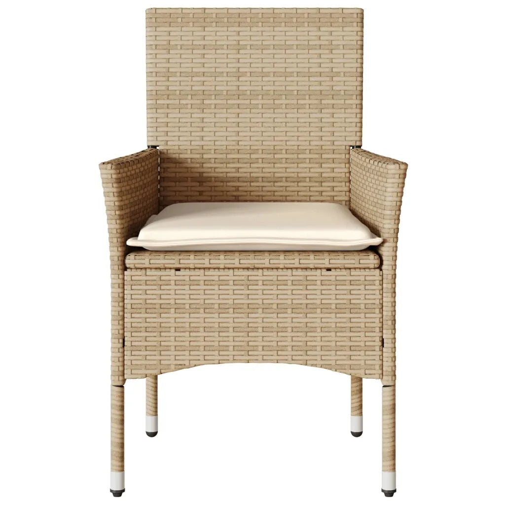 Sedie da Giardino con Cuscini 2 pz | Sedie da Esterno Beige in Polyrattan