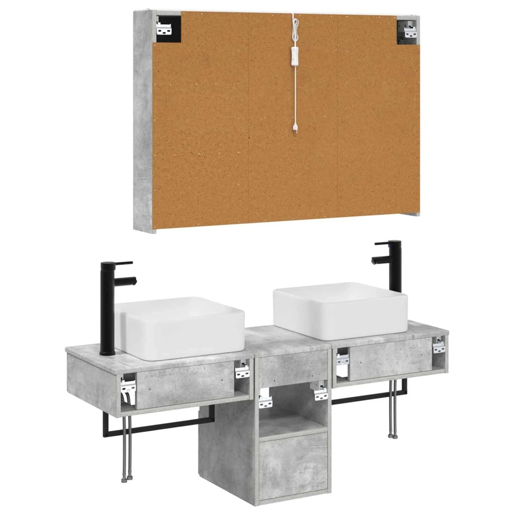 Set di Armadi da Bagno 4 pcs Grigio Cemento 3406306