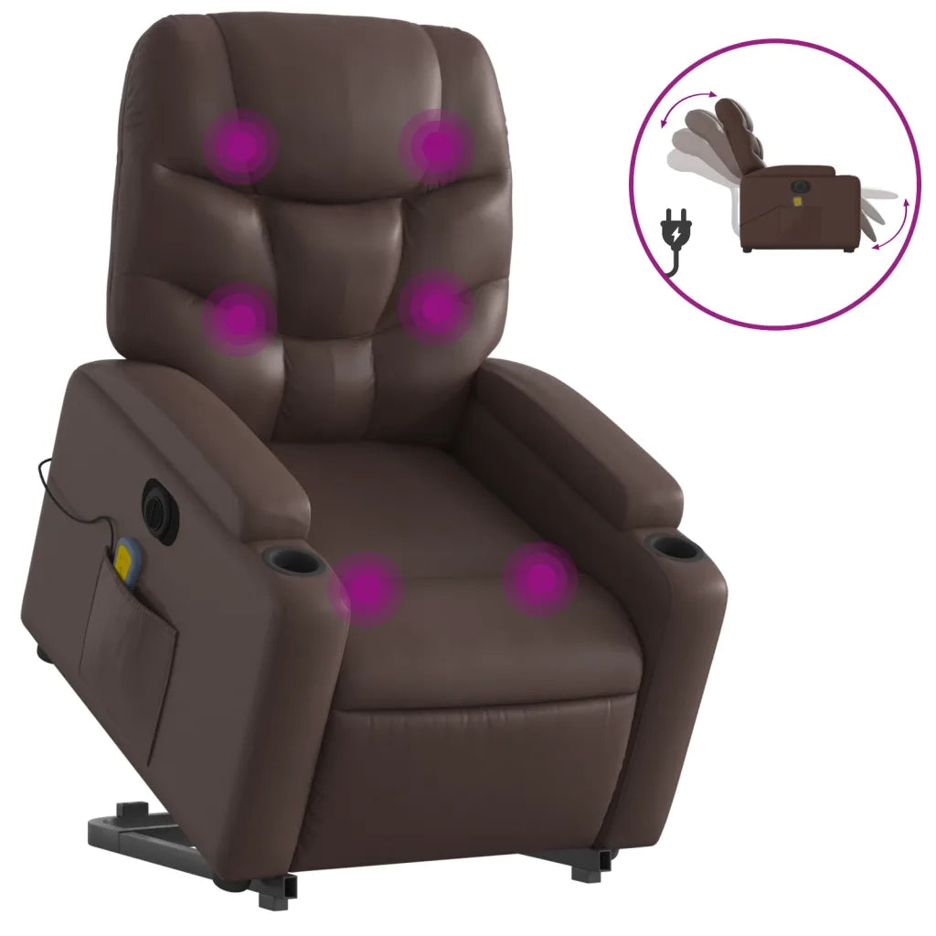 Poltrona Alzapersona Elettrica Reclinabile Marrone Similpelle 3204681