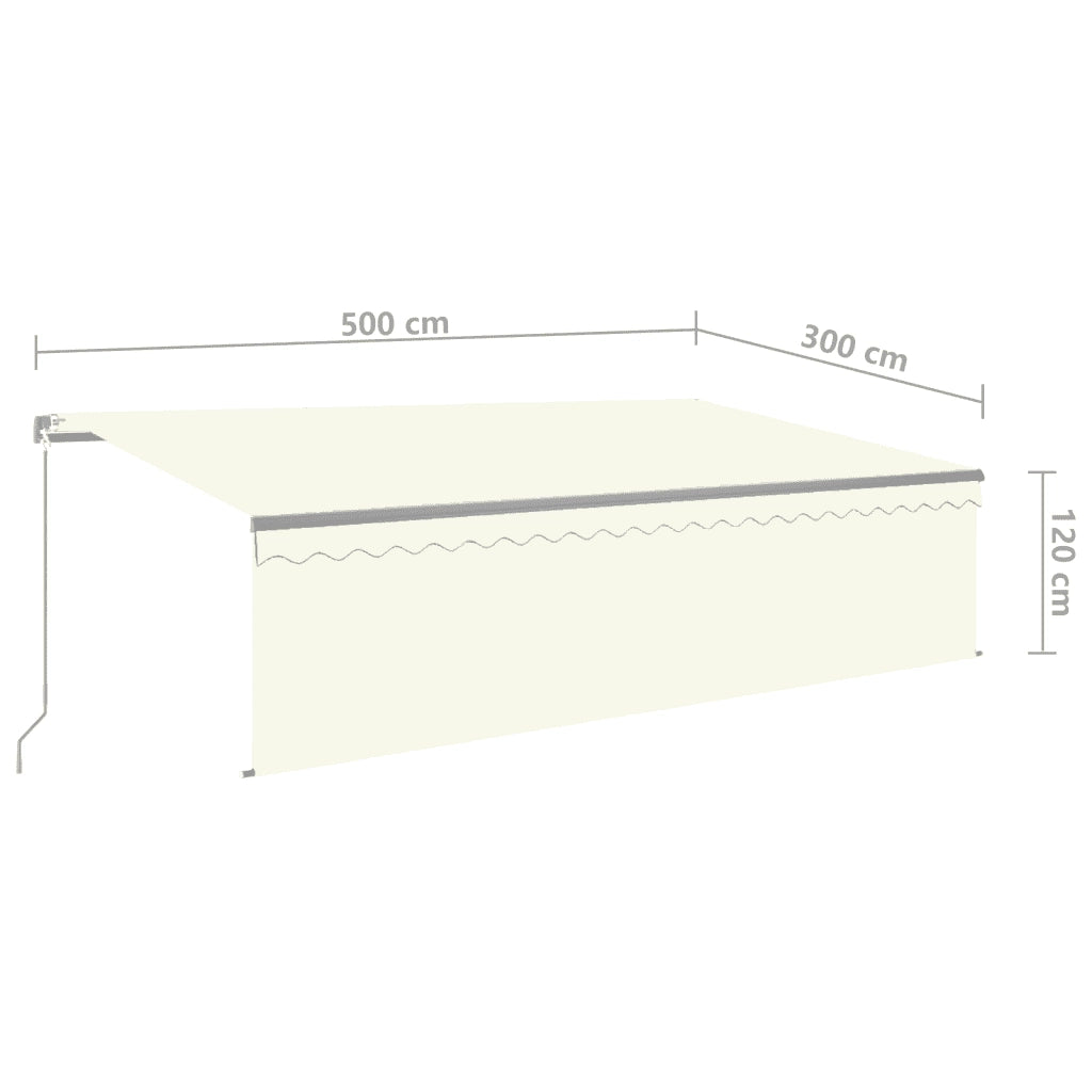 Tenda Sole Retrattile Manuale Parasole LED 5x3 m Crema 3069462