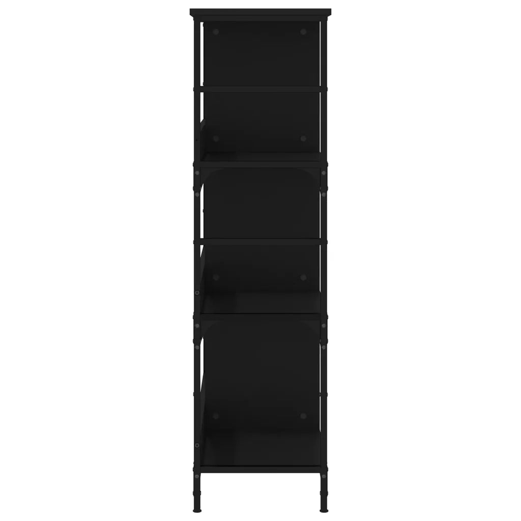 Libreria-Scaffale per Libri-Mobile di Stoccaggio Nera 78,5x33x117,5 cm in Legno Multistrato