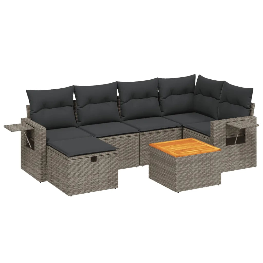 Set Divani da Giardino 7 pz con Cuscini Grigio in Polyrattancod mxl 114527