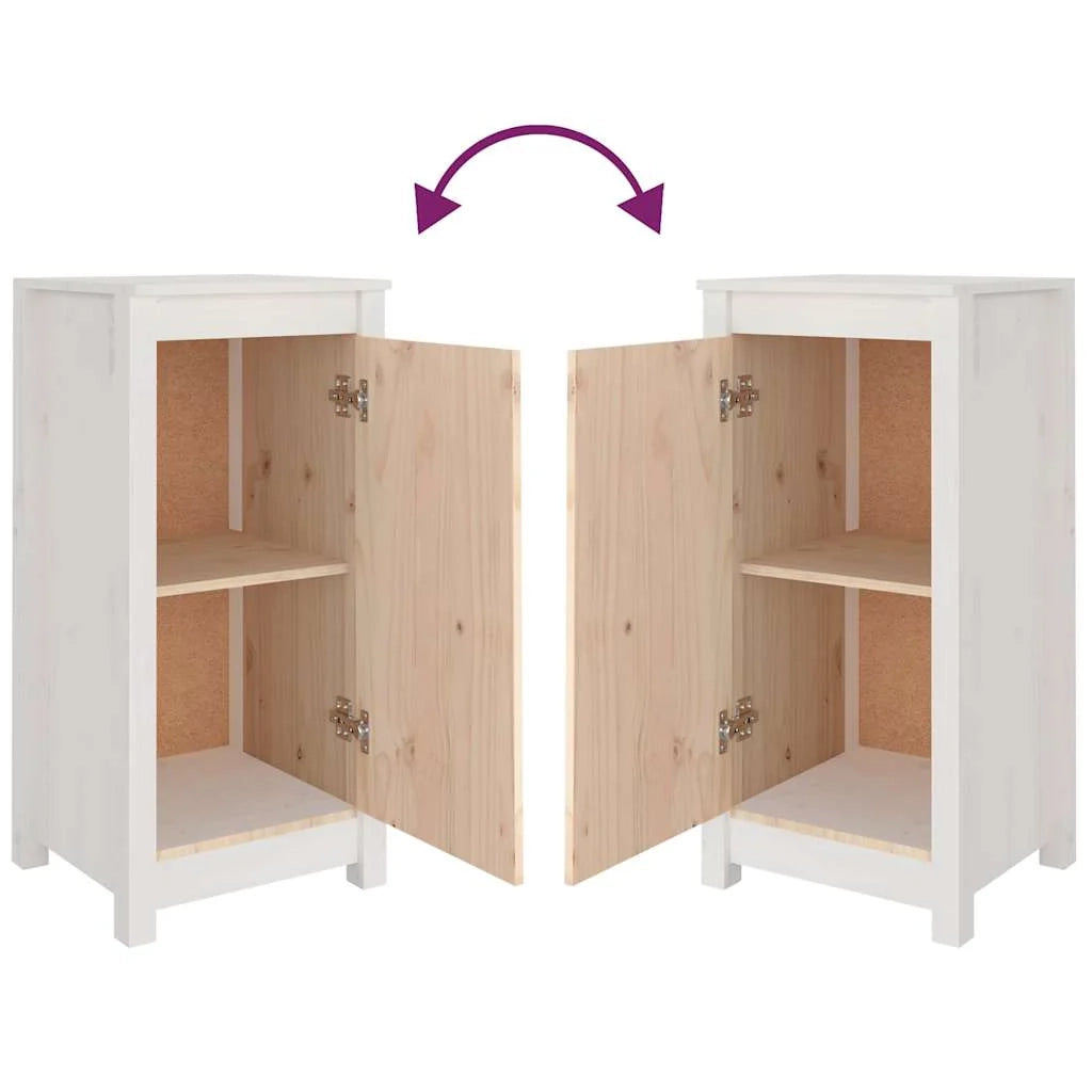 Buffet credenza cassettiera armadio mobile contenitore organizer per cucina soggiorno salotti set da 2 39 x 35 x 80 cm legno massello di pino bianco 02_0036658