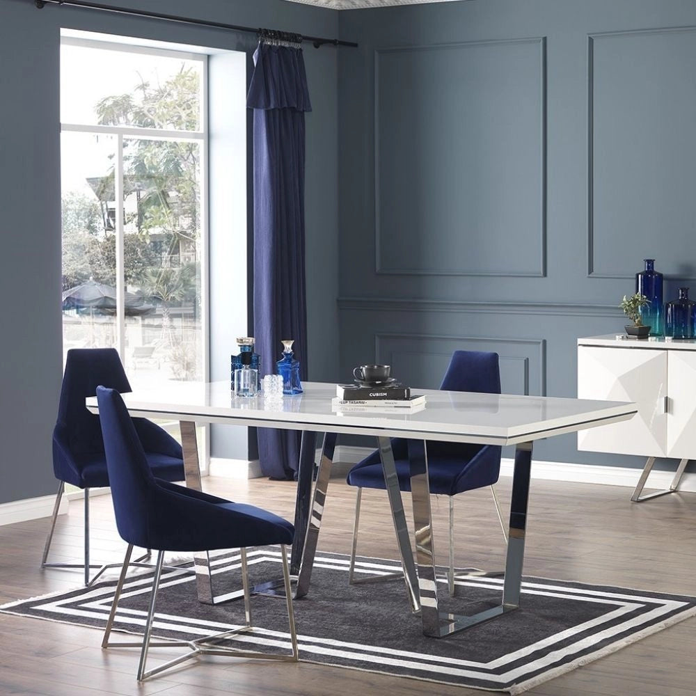 Tavolo Enzio 185x95x78h colore bianco laccato lucido