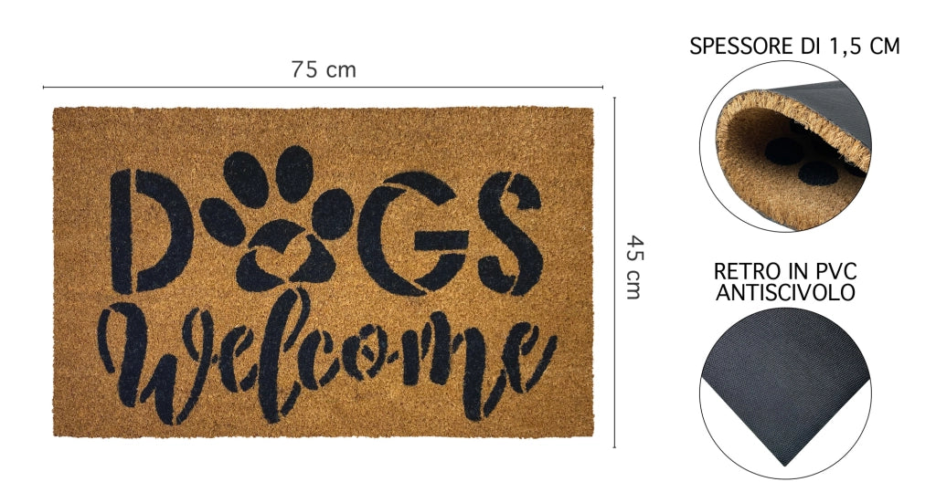 Zerbino Ingresso Casa In Fibra Di Cocco Con Base In Pvc  Dog