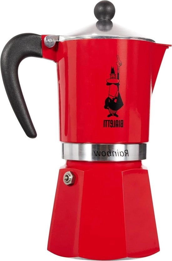 Macchina per Caffè Espresso per 6 tazze - Rosso Alluminio - Design Arcobaleno - 30 x 20 x 15 cm