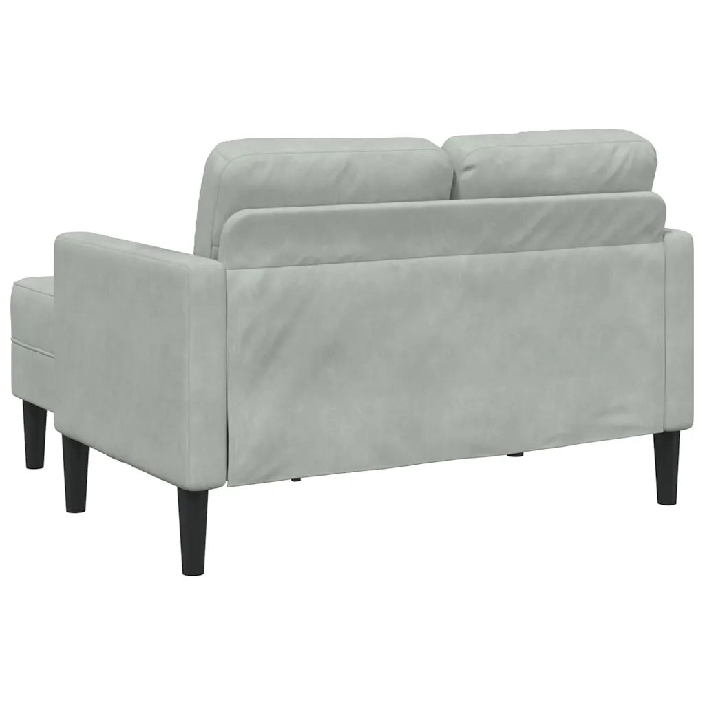 Divano 2 Posti con Chaise a L-Sofa 2 Posti con Chaise Grigio Chiaro 125 cm in Velluto