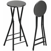 Sgabello da Bar 2 Pezzi Pieghevole ¨C Zephmum ¨C Struttura in Metallo Nero 34x30x70 cm