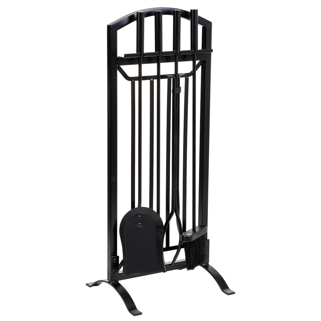 Set di attrezzi per camino in metallo nero 5 pezzi 31x27x75,8h cm
