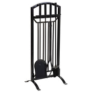 Set di attrezzi per camino in metallo nero 5 pezzi 31x27x75,8h cm