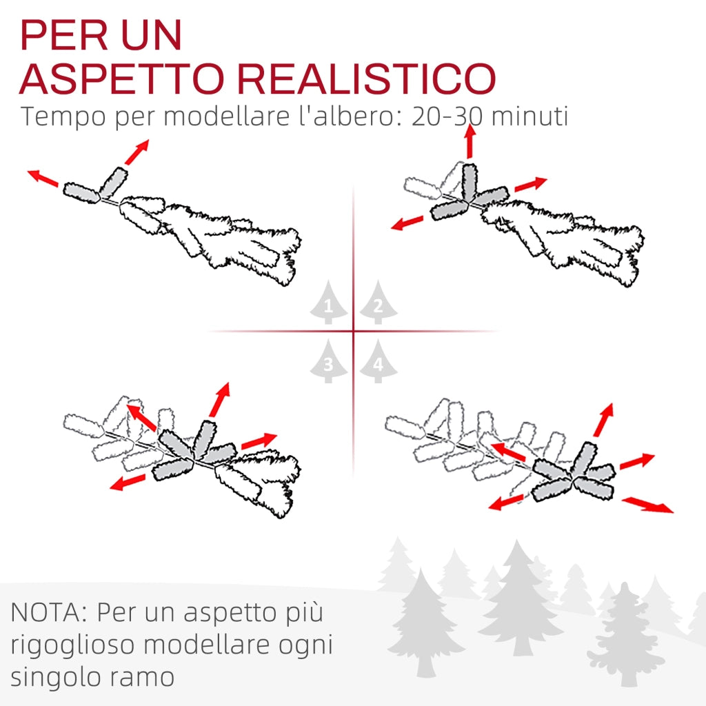 Albero di Natale Artificiale 180 cm 618 Rami con Pigne Verde