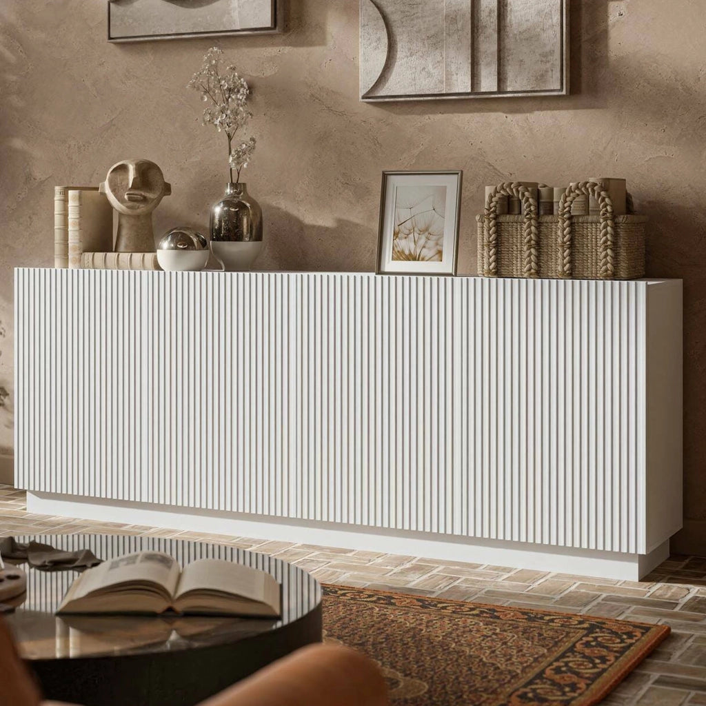 Madia Masainas, Credenza 4 Ripiani, 200x40x48h cm Bianco
