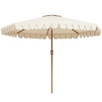 Ombrellone da Giardino a Manovella e Inclinabile, Prese d'Aria e 8 Stecche, 2.7x2.4 m, Crema