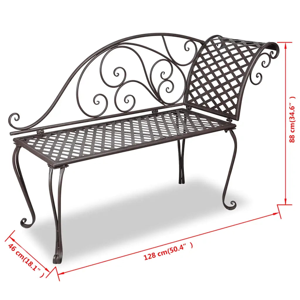 Sdraio da Giardino 128 cm in Acciaio Stile Anticato Marrone CFW1333627