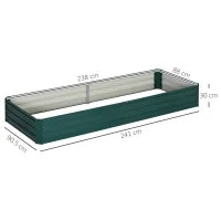Letto per Orto Rialzato in Metallo da Esterno, Portapiante per Fiori ed Erbe, 241x90,5x30cm
