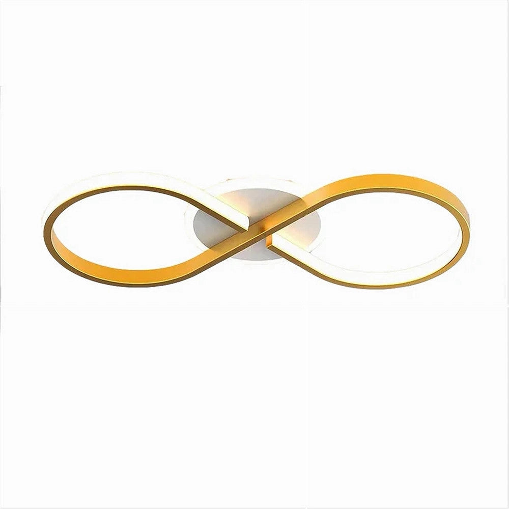 Trade Shop - Plafoniera Moderna Led 22w Intrecciato Forma Infinito Oro Luce Naturale 4000k 71316 -