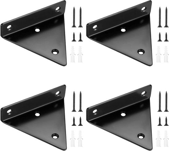 Set di sostegni per pannelli - Set da 4 - Supporti invisibili a forma di triangolo per parete - Montaggio metallico robusto per armadi a muro e librerie
