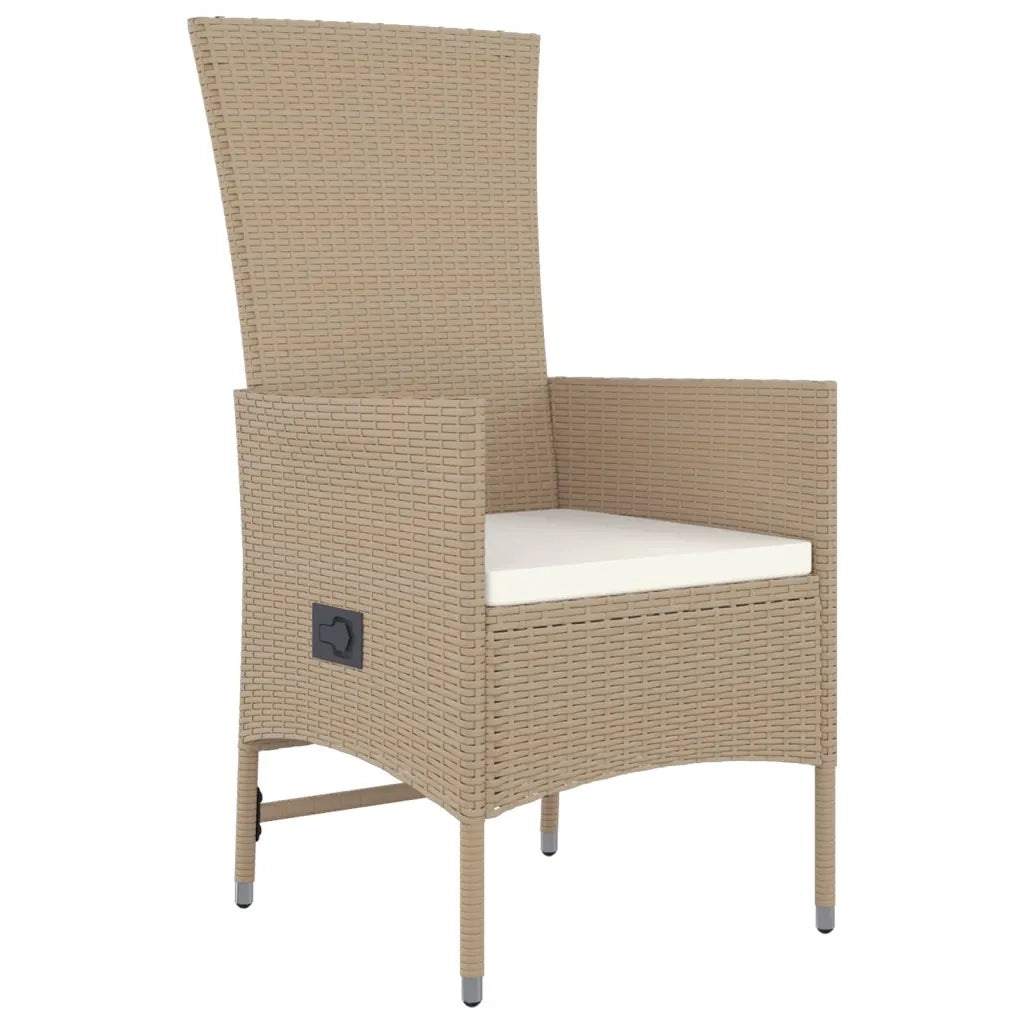 Set da Pranzo da Giardino 7 pz con Cuscini Beige in Polyrattan 3157572