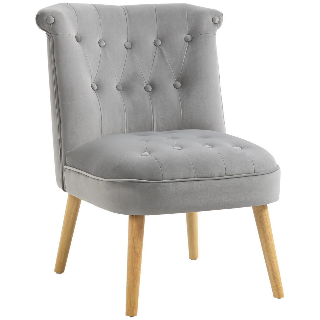 Sedia Moderna con Seduta Imbottita in Tessuto Vellutato ¨C Zephmum ¨C Grigio 60x66x79 cm