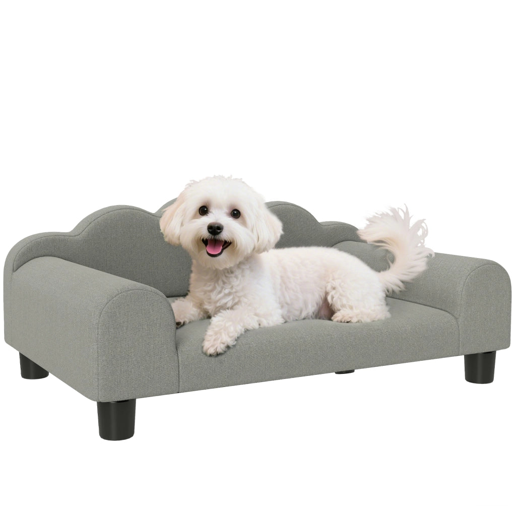 Divano per Cani con Braccioli ¨C zephmum ¨C Legno e Tessuto Grigio 66x42x28.5 cm