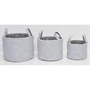 Set di 6 confezioni 3 Cesti Portatutto Tondi Con Manici Rhombus Grigio